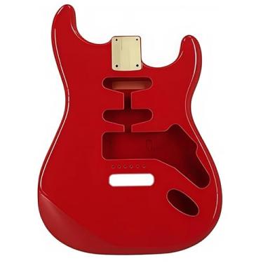 Imagem de Amieiro de guitarra elétrica S-S-H corpo para guitarra elétrica estilo Fender Stratocaster acessório de substituição inacabado faça você mesmo, vermelho