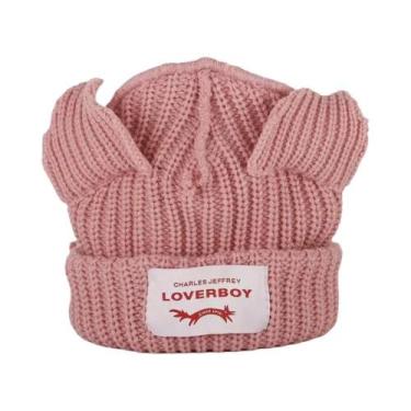 Imagem de Gorro De Lã Com Orelhas De Coelho Em Cor Sólida, Feito À Mão, Para Out