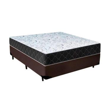 Imagem de Cama Box Casal Sintético Marrom Com Colchão Espuma D33 Marrocos 30cm