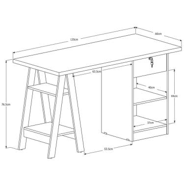 Imagem de Mesa Escrivaninha Para Escritório 1 Gaveta Com Chave Boreal Off White/canela