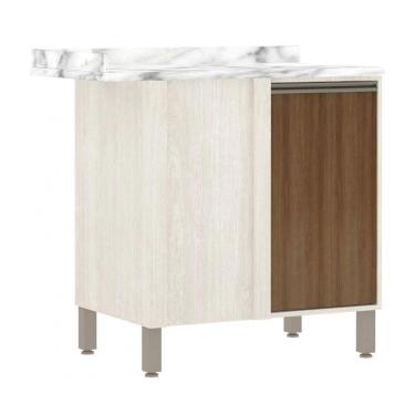 Imagem de Balcão Canto Reto De Cozinha Com Tampo 95 Cm 1 Porta De Abrir 1 Prateleira Linea Luciane Móveis