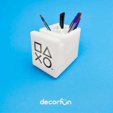 Imagem de Organizador De Mesa Iluminado Porta Lápis E Celulares Playstation