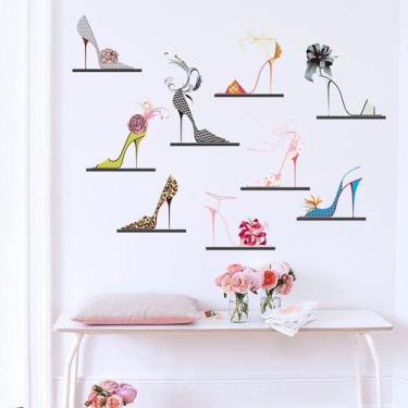 Imagem de Adesivos de parede Creative High Heel Removíveis Autoadesivos - yiweis