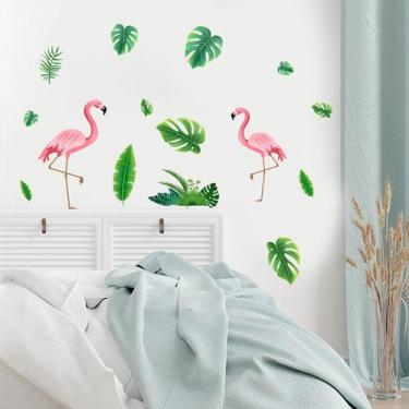 Imagem de Adesivos de parede Flamingo Tropical Birds Green Leaves PVC 38x58cm - 
