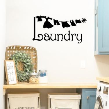 Imagem de Adesivos de parede Laundry Room Creative Laundry Line PVC 30x59cm - yi