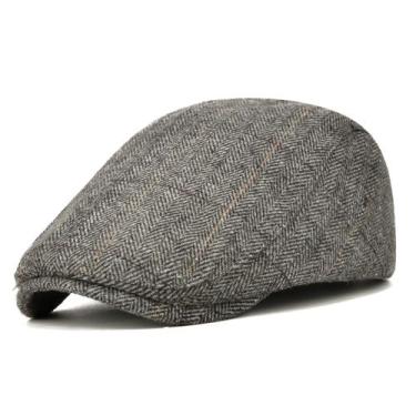 Imagem de Flat Cap Herringbone Newsboy Ivy Cabbi para homens e mulheres - Yiweis