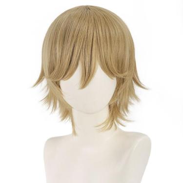 Imagem de Peruca de cosplay curta em camadas, loira, textura desgrenhada, 30 cm 