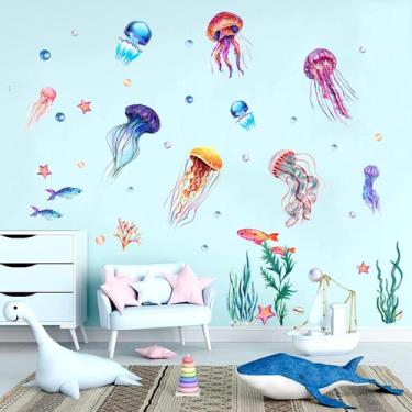 Imagem de Adesivos de parede Jellyfish Ocean Sea Life 30x90cm Decalques de PVC -