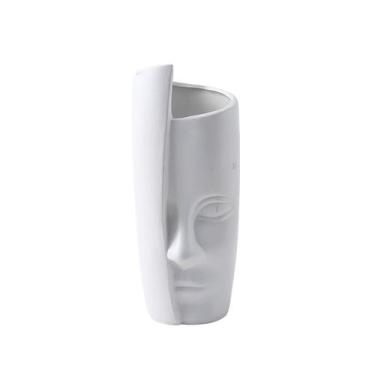 Imagem de Vaso de flores com rosto abstrato de cerâmica moderno 13x13x29cm 1kg -