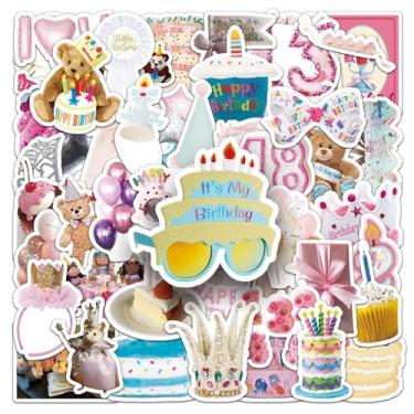 Imagem de Pacote de adesivos de vinil de aniversário, 50 peças de decoração esté