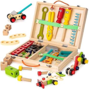 Imagem de Conjunto de brinquedos para caixas de ferramentas de madeira para cria