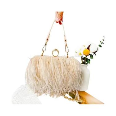 Imagem de Bolsa De Mão De Luxo Para Mulheres Com Penas De Avestruz, Clutch Para 