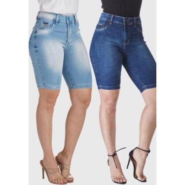 Imagem de Kit 2 Bermudas Jeans HNO Jeans Ciclista Basica Azul-Feminino