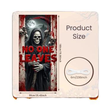 Imagem de Banner De Porta De Halloween 72x35 Polegadas Poliéster Fantasma Hospit