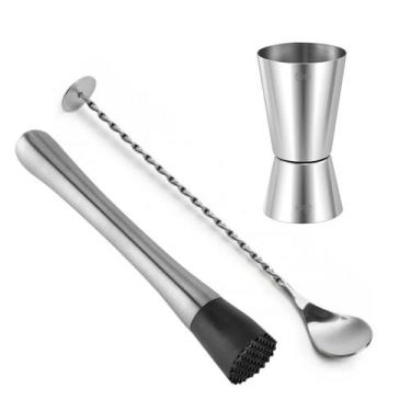Imagem de Kit bar coquetel drinks dosador macerador e colher - Unyhome