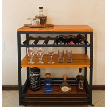 Imagem de ADEGA CARRINHO ESTILO INDUSTRIAL AÇO FERRO MDF AD03 Informar cor da es