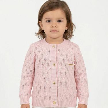 Imagem de Casaco Folhas Tricô Kids Rosa Claro