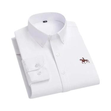 Imagem de Camisa Oxford De Algodão Masculina De Manga Longa, Macia, Confortável,