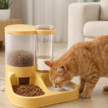 Imagem de Alimentador Duplo Automático Pet Água e Ração - Lovely Vibe, amarelo