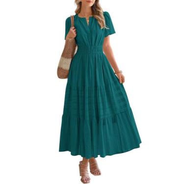 Imagem de Vestido BTFBM Boho Maxi de Verão 2025 com Decote em V e Bolsos, Tamanh