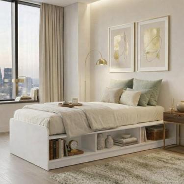 Imagem de Cama Solteiro Adulto com Nichos Collere - Politorno