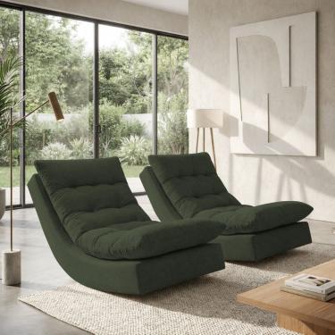 Imagem de Kit 2 Poltronas Leve Balanço Linho Premium Easy Clean Luxo Balance Para Sala Quarto Con...