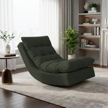 Imagem de Poltrona Balance Leve Balanço Linho Premium Easy Clean Luxo Para Sala Quarto Conforto R...