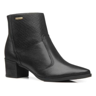 Imagem de Bota Pegada Couro Feminina Bico Fino Ultraconforto Casual, Preto, 35