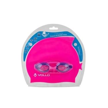 Imagem de Kit Touca De Natação e Óculos Vollo Infantil VN200-3 Cor:Rosa, Rosa