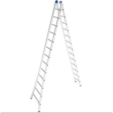 Imagem de Escada Extensiva 2x13 Degraus Alumínio com Rodas e Sapatas Antiderrapantes 6,45M 150kg Mor
