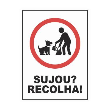 Imagem de Adesivo de Sinalização Sujou Recolha Cocô Cão Pet Vinil Automotivo 20x15cm Teu Adesivo