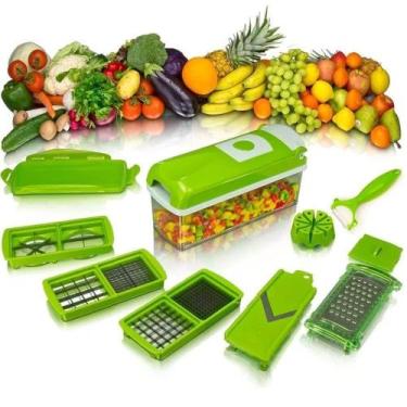 Imagem de Cortador Fatiador Legumes Verduras Frutas Cubos Ralador - Nicer Dicer 
