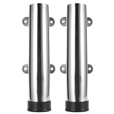 Imagem de Suporte de vara de pescar, 2 peças de suporte lateral portátil de aço inoxidável, suporte de vara de aço inoxidável, resistente e durável, fácil de instalar, grampo em suportes para vara para barcos de iate marítimo