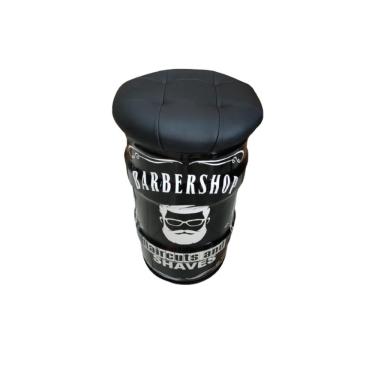 Imagem de Banco Tambor Vintage Barbershop Tonel Puff Barbearia