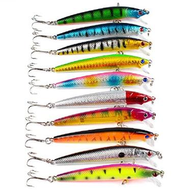 Imagem de ND 10 pçs 9,5 cm modelos mistos iscas de pesca mistura minnow manivela isca equipamento quente