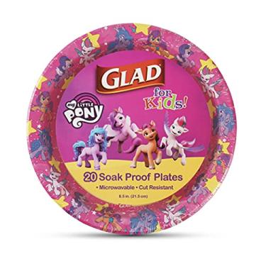 Imagem de Glad Pratos de papel infantis My Little Pony Super Stars - Placa grande com estampa de unicórnio para uso diário, 21,6 cm - 20 unidades