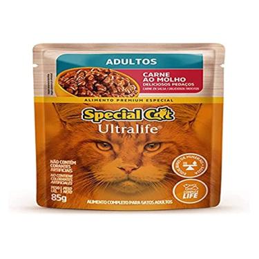 Imagem de Ração Úmida Special Cat Ultralife para Gatos Adultos Sabor Carne ao Molho 85g