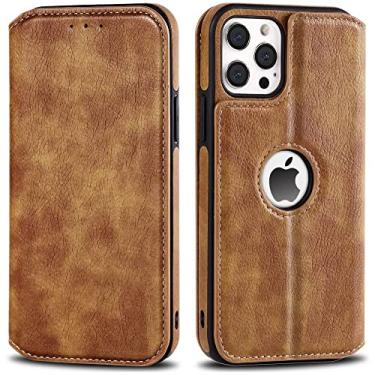 Imagem de Estojo de cartão retrô Business Flip para iPhone 13 11 12 Pro Max 7 8 Plus X XS XR SE 2020 PU Estojo Multifuncional, marrom, para iPhone 7Plus/8Plus