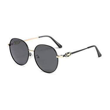 Imagem de Óculos de Sol Feminino Moda Óculos Exterior Polarizado Óculos de Sol Masculino UV400 Moldura Oval de Metal, 1. Preto cinza, segue foto