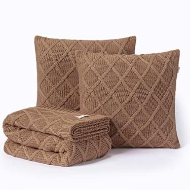 Imagem de Kit Peseira Manta Sofa Cama Queen 230x60cm + 2 Capas de Almofada Tricot Paris
