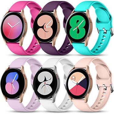 Imagem de Lerobo Pulseira esportiva de silicone macio de 20 mm compatível com Samsung Galaxy Watch 7 6 5 4 mm e 44 mm/Active 2/Watch 5 Pro/Watch 6 Classic de 43 mm e 47 mm/Watch 4 Classic de 42 mm e 46 mm, 20