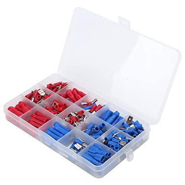 Imagem de Conjunto de conectores de crimpagem de fio de 200 peças Anel Kit de conector elétrico isolado prensado a frio Bloco terminal tipo O de PVC Terminal de