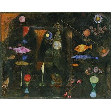 Imagem de Magia dos Peixes Reino Mágico onde o Aquático o Celestial e o Terreno se Misturam Pintura de Paul Klee Repro em Tela"canvas" ou Arte em Papel (Arte Papel, 40cm X 50cm)