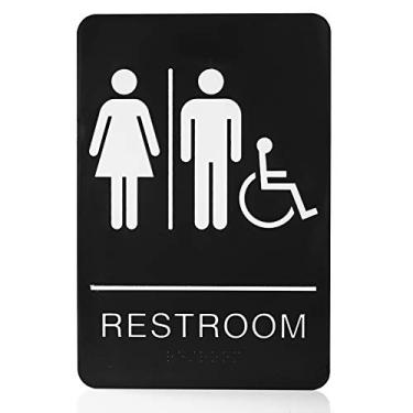 Imagem de Bebarley Sinais autocolantes ADA Braille unissex para banheiro - placas de banheiro com fita dupla face 3M para escritório ou negócios banheiro e porta de banheiro ou decoração de parede 23 x 15 cm