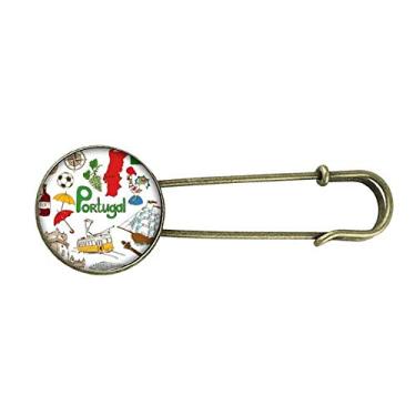 Imagem de Broche de metal retrô bandeira nacional animais de Portugal Landscap broche clipe joias