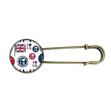 Imagem de Union Jack I Love Reino Unido em forma de coração country retrô metal broche broche broche clipe jóias