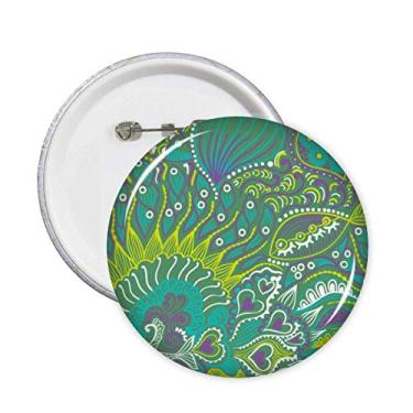 Imagem de Desenho de linha abstrato peixes verdes pinos crachá botão emblema acessório decoração 5 peças