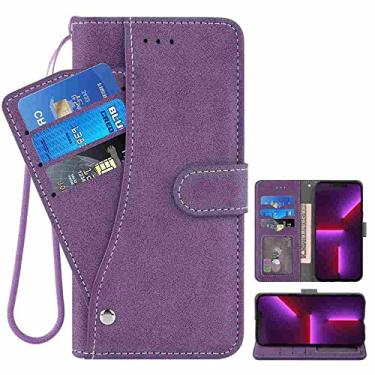 Imagem de DIIGON Capa de telefone folio carteira para HTC U11 Plus, capa fina de couro PU premium, 1 compartimento para moldura, ambientalmente, roxa