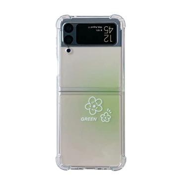 Imagem de Capa de telefone à prova de choque gradiente para Samsung Galaxy Z Flip 3 Z Flip3 ZFlip 4 Capa transparente, verde, para Z Flip 4