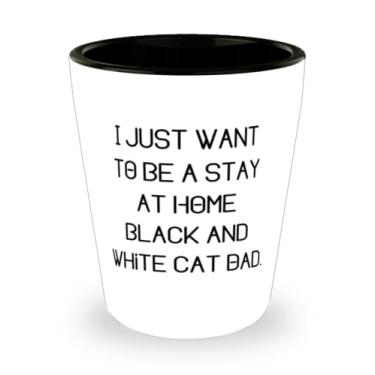 Imagem de Presentes extravagantes para gatos pretos e brancos, I Just Want to Be a Stay at Home Gato Pai, Copo de Natal para gato preto e branco